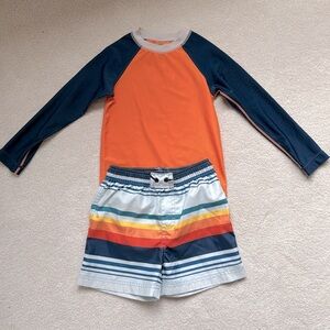 Tea Collection Orange and Blue Rashguard Swim Set